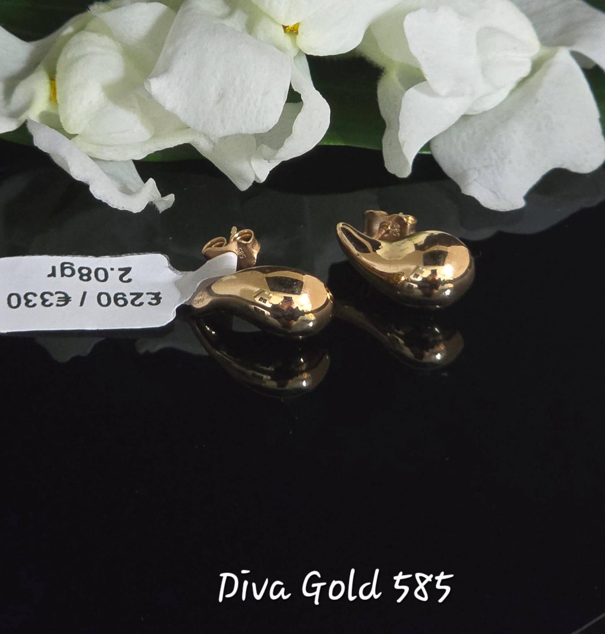 Stud Drop gold earrings.