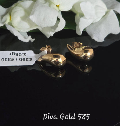 Stud Drop gold earrings.