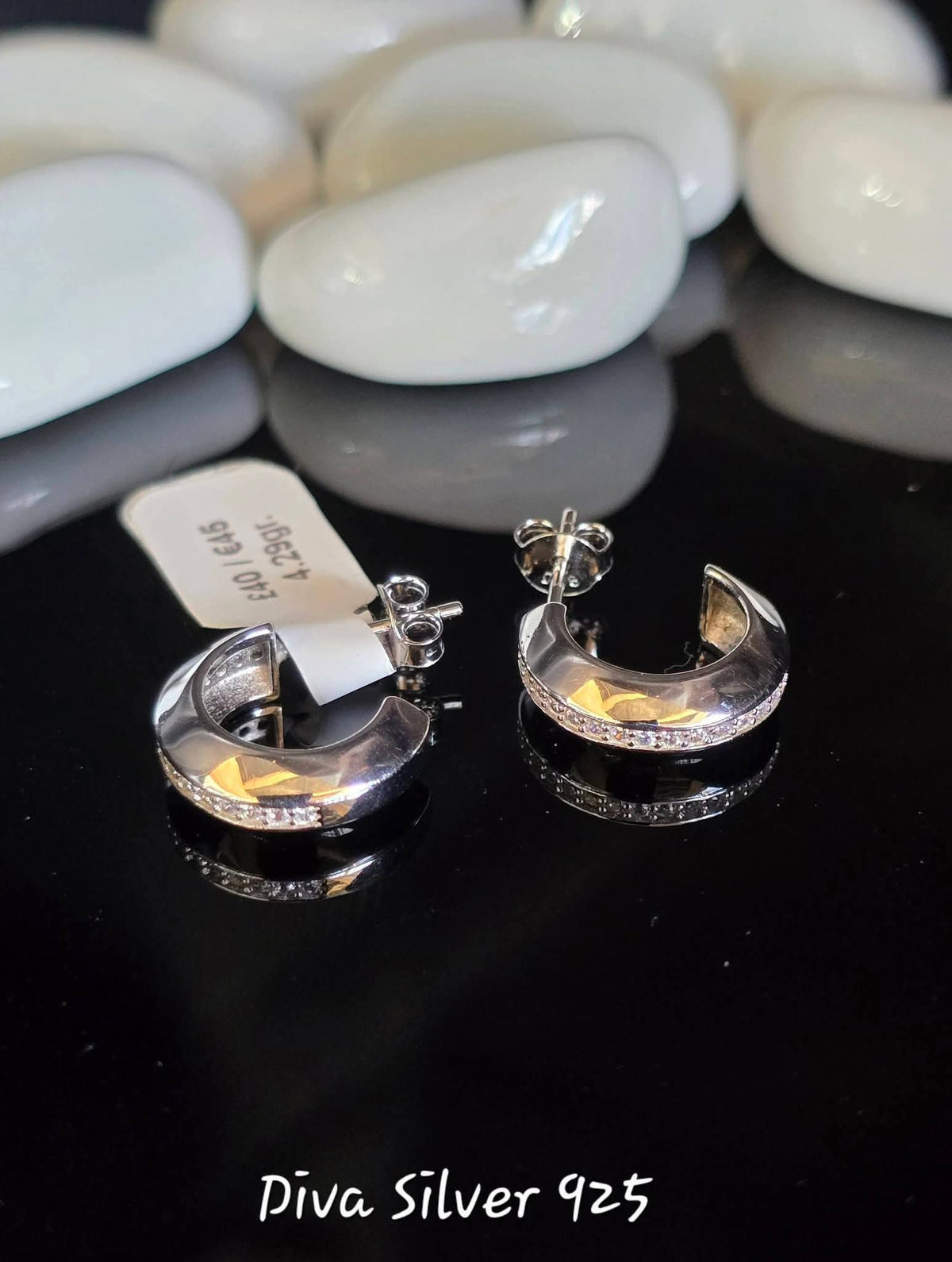 Sterling Silver Huggie Hoop Women Stud Earrings