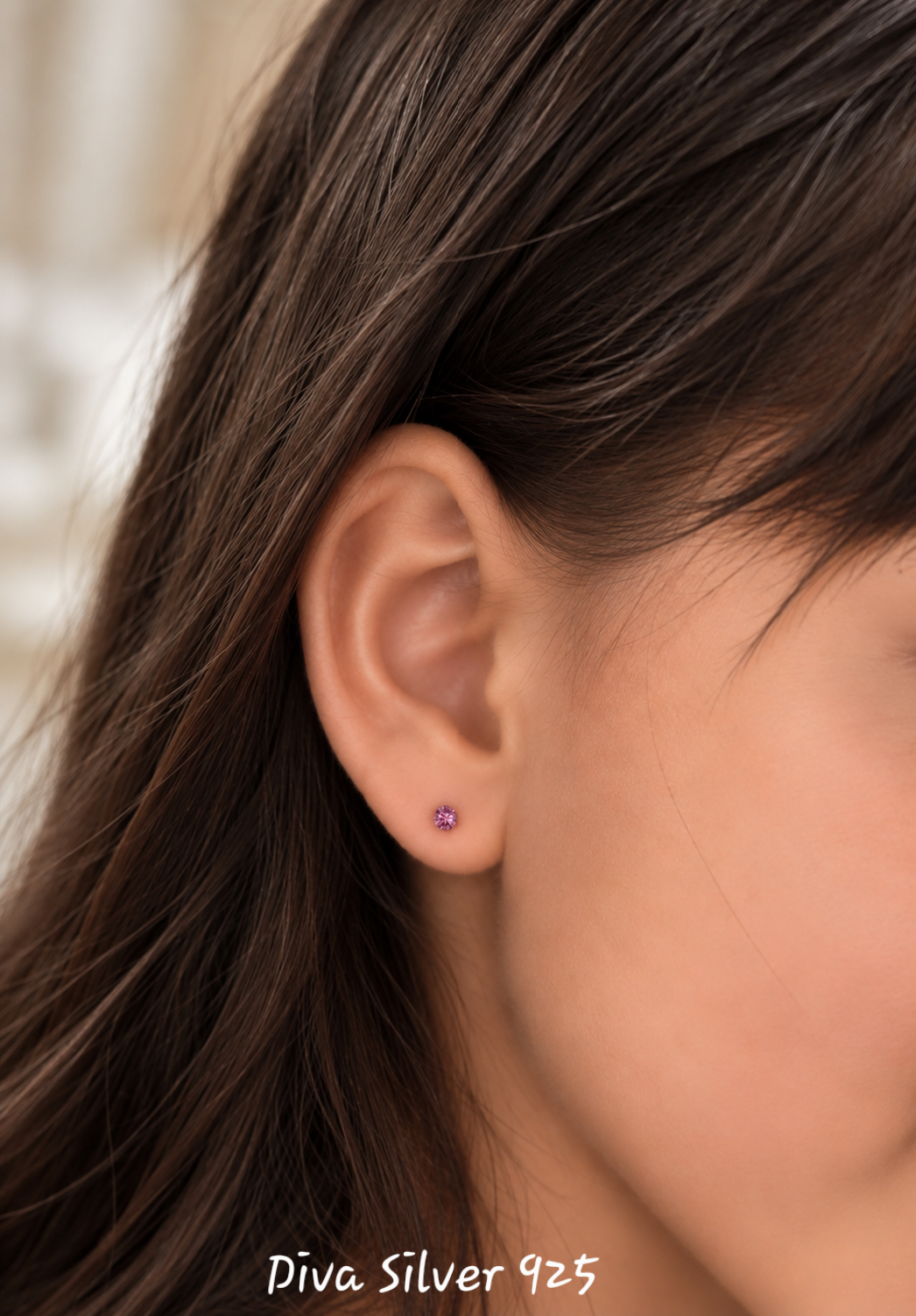 Sterling Silver Pink Stud Earrings