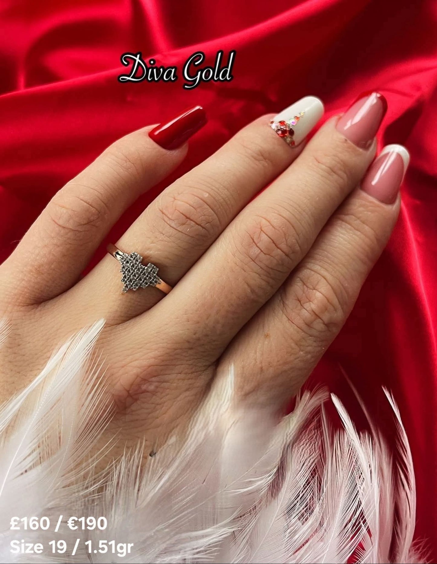 Heart shaped gold ring. Size 19