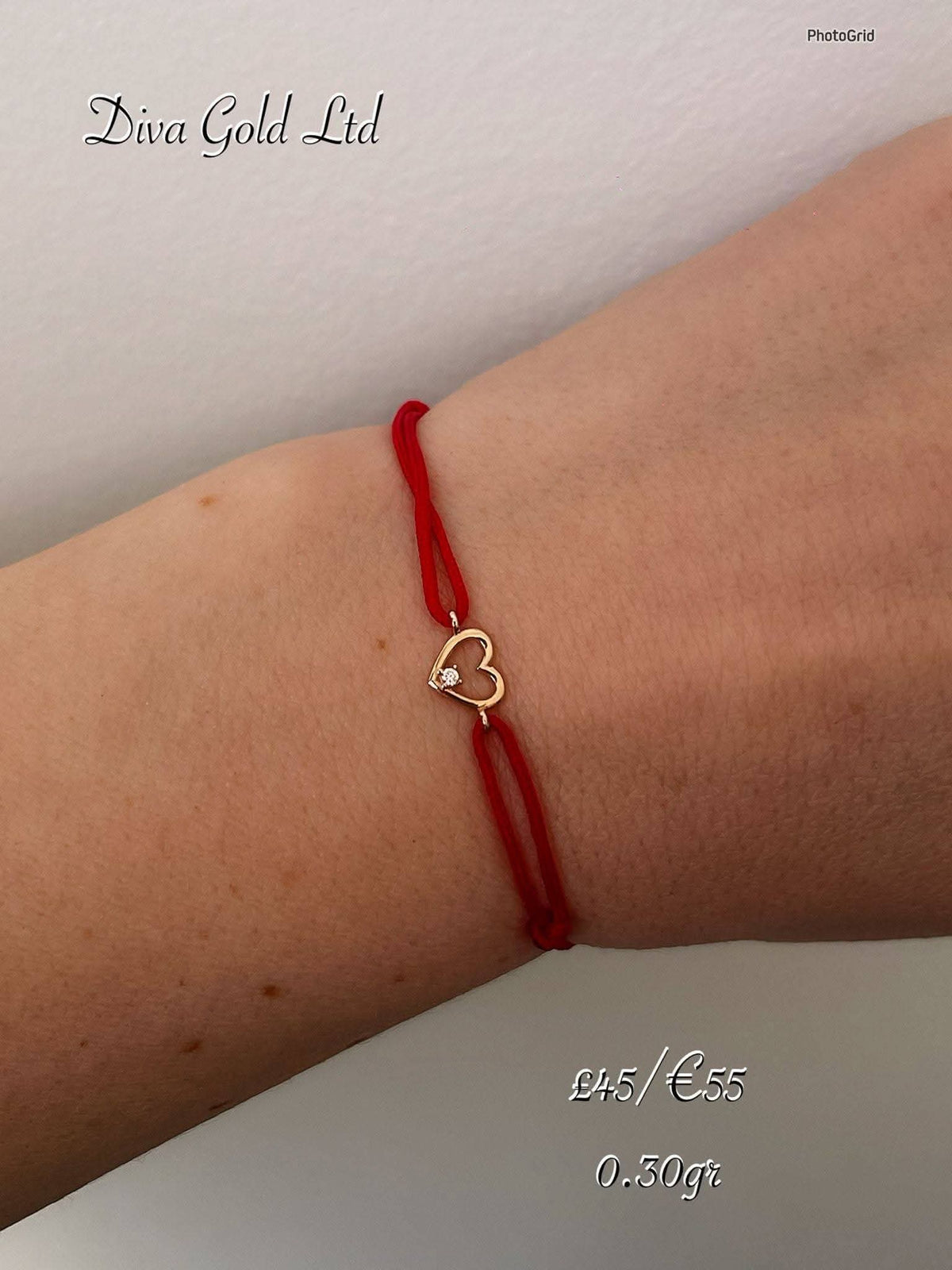 red thread bracelet with heart. 0.30 gram