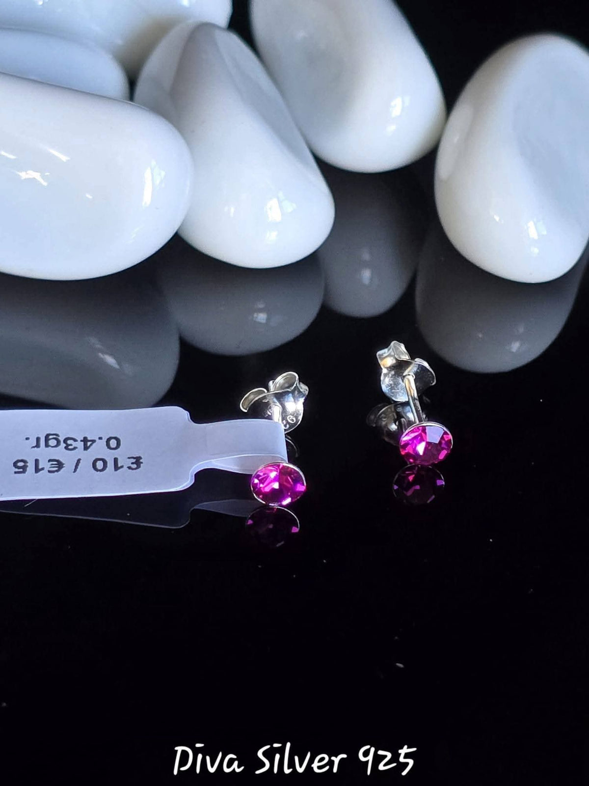 Sterling Silver Small Pink Stud Earrings
