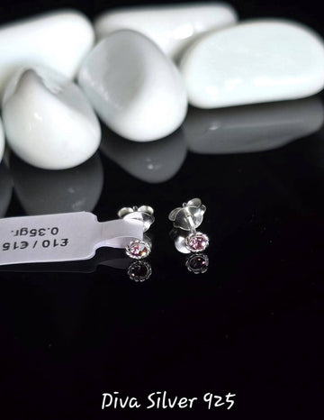 Sterling Silver Light Pink Stud Earrings
