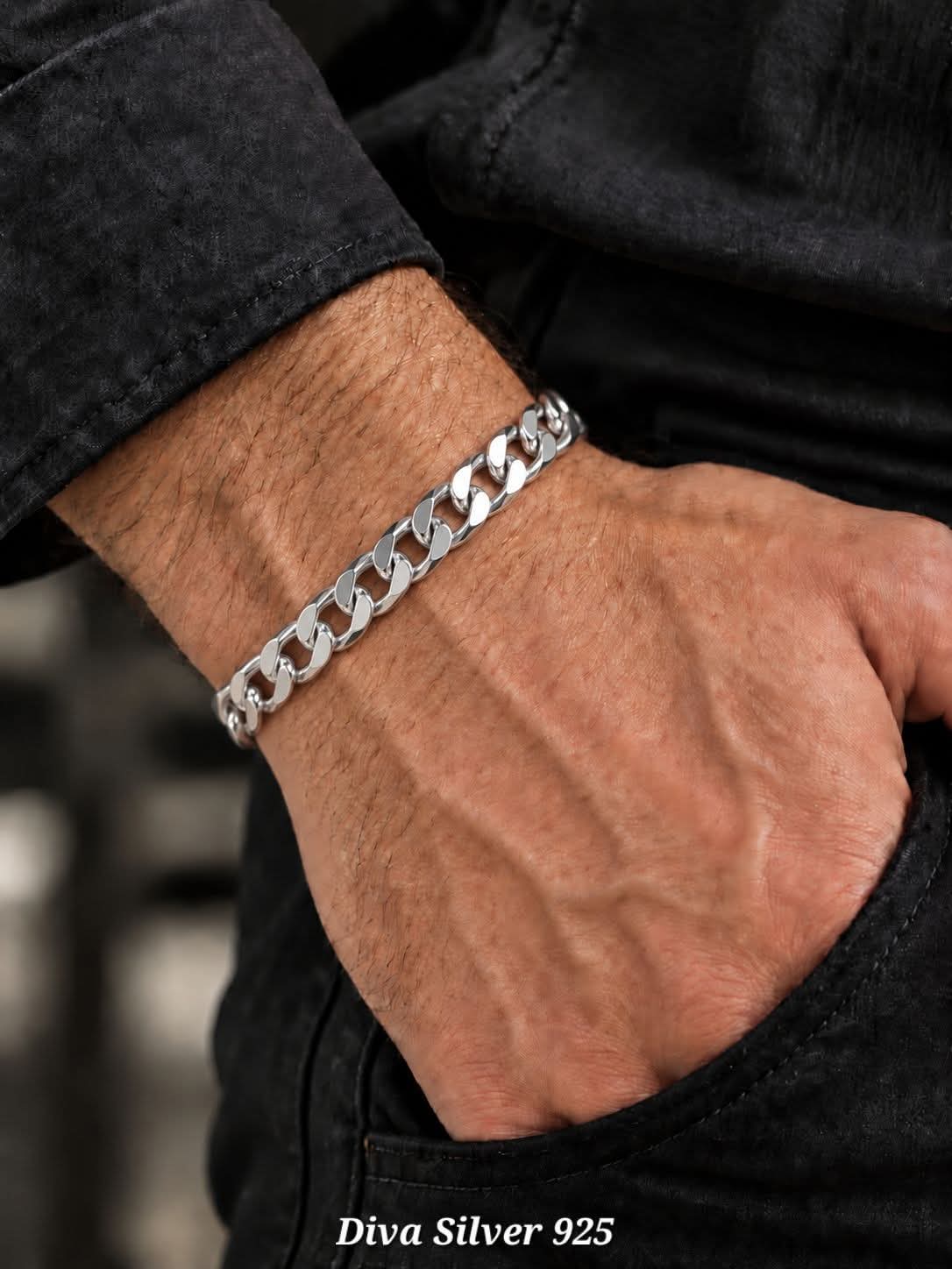 925 Sterling Silver Curb Men's Bracelet