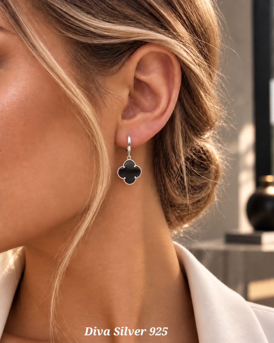 Sterling Silver Clover Women Earrings