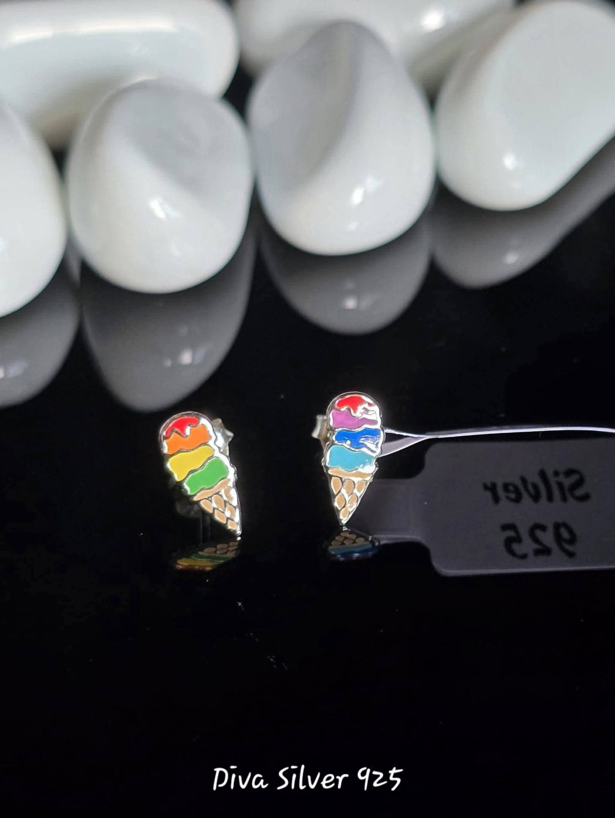 Sterling Silver Colorful Ice Cream Stud Earrings