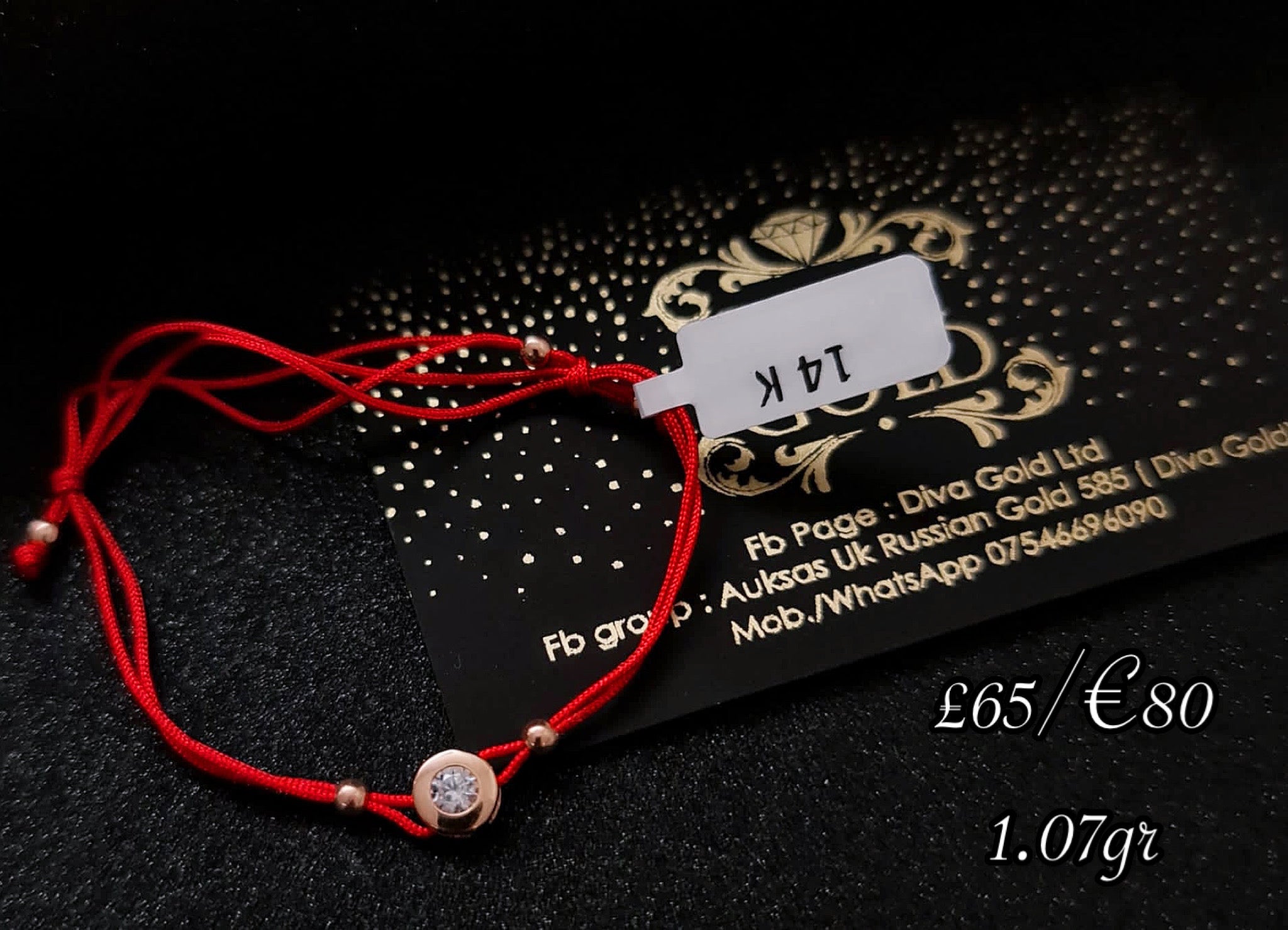 Red thread Bracelet with Gold 585